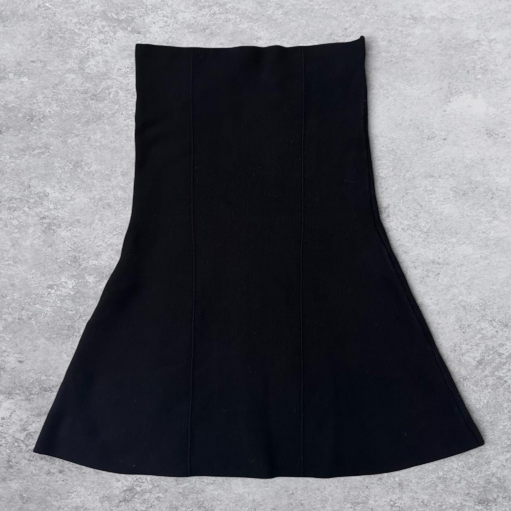 Zara Womens Black Strapless Tube Top with Peplum Flare Size Small